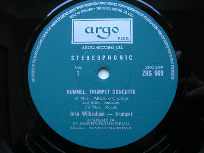TRUMPET CONCERTOS: ALBRECHTSBERGER / HUMMEL / LEOPOLD MOZART     WILBRAHAM / ASMIF / MARRINER     ZRG 669