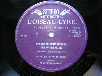 HANDEL: THE WATER MUSIC     HOGWOOD / THE ACADEMY OF ANCIENT MUSIC    DSLO 543