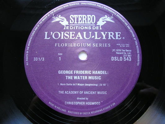 HANDEL: THE WATER MUSIC     HOGWOOD / THE ACADEMY OF ANCIENT MUSIC    DSLO 543