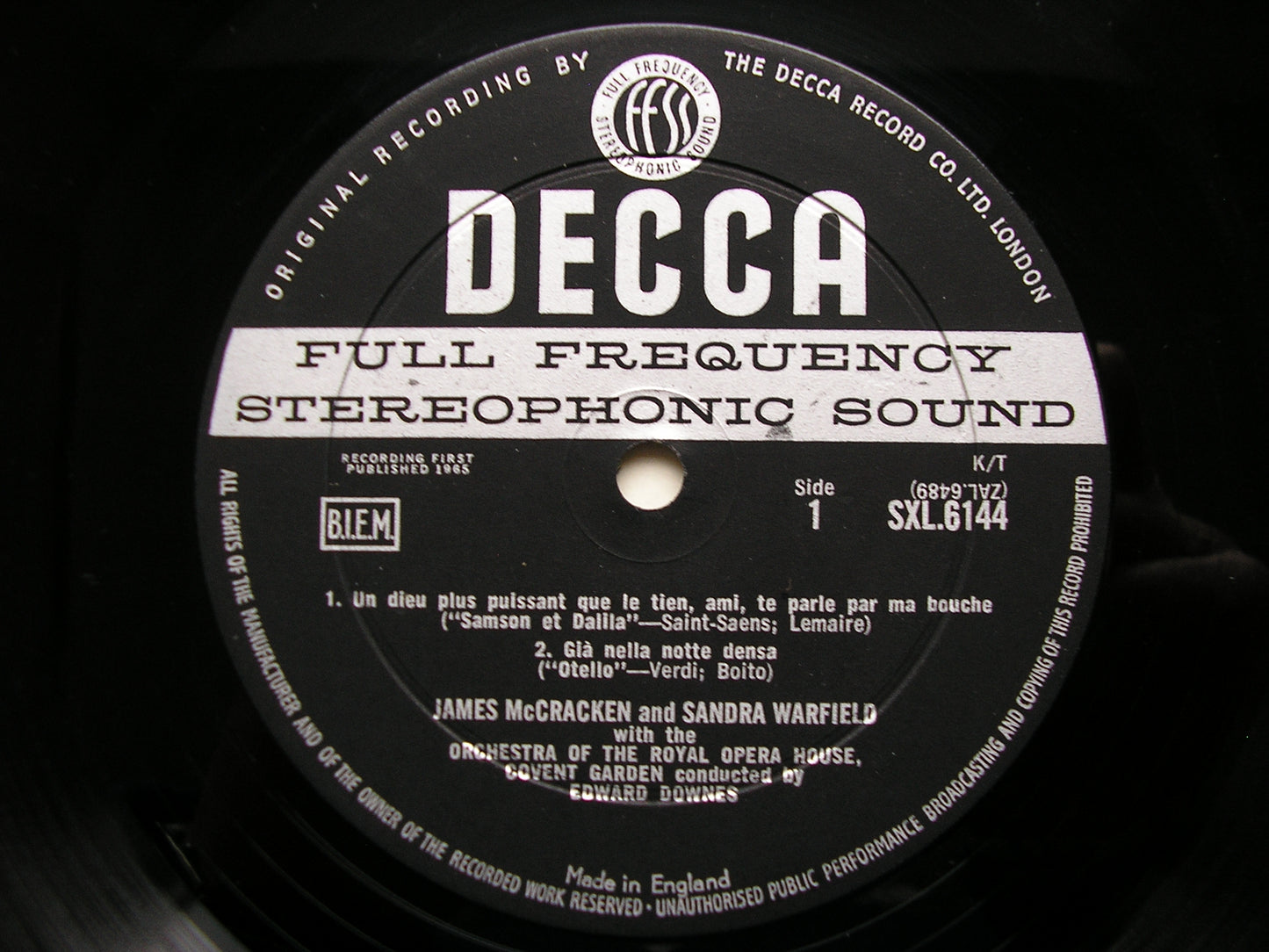 SXL 6144  DUETS OF LOVE & PASSION: BIZET / VERDI / SAINT-SAENS     McCRACKEN / WARFIELD / OROHCG / DOWNES     ED1