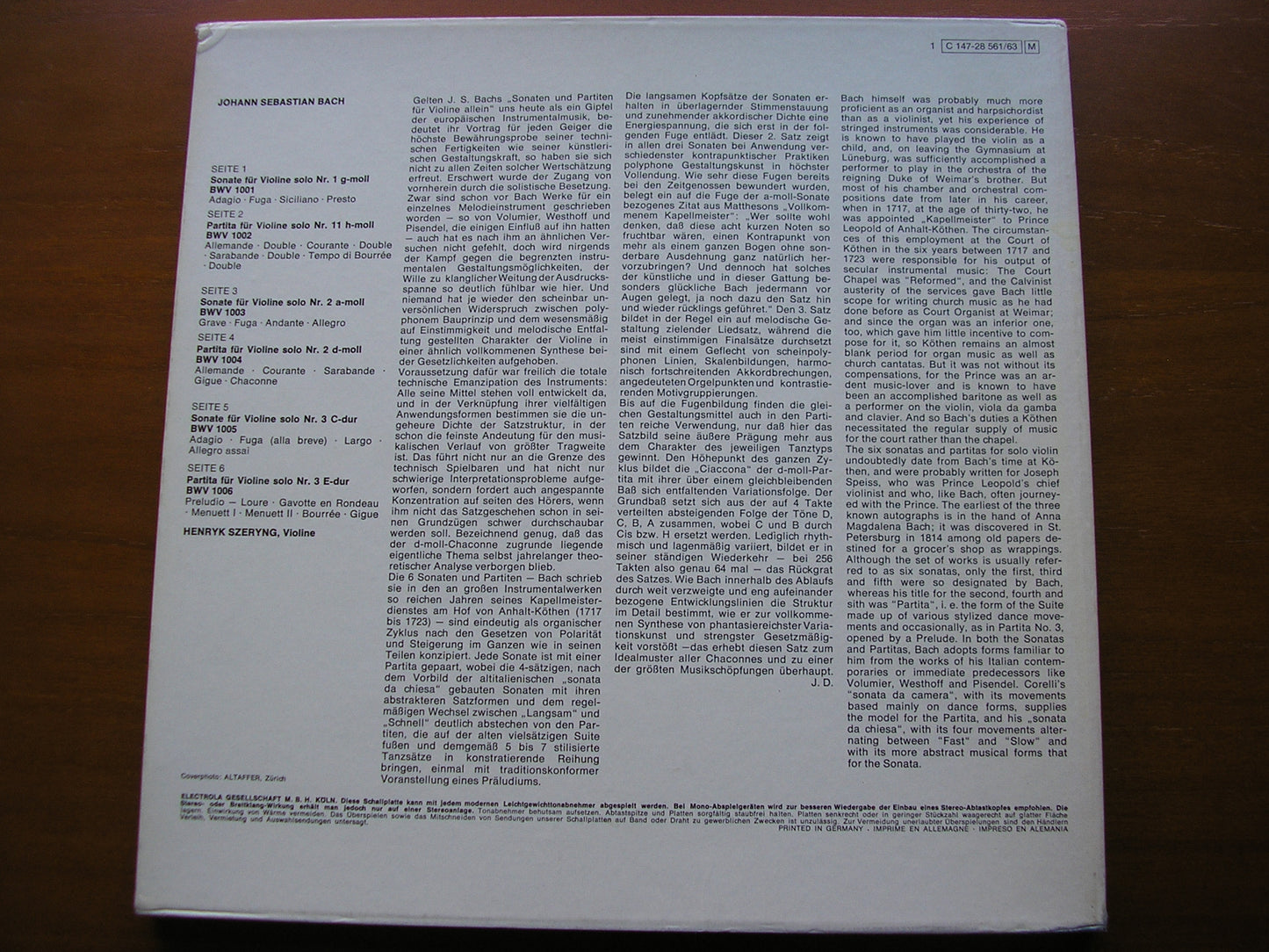 BACH: UNACCOMPANIED SONATAS & PARTITAS       HENRYK SZERYNG