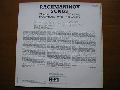 RACHMANINOV: SONGS    Volume 1     ELISABETH SODERSTROM / VLADIMIR ASHKENAZY     SXL 6718