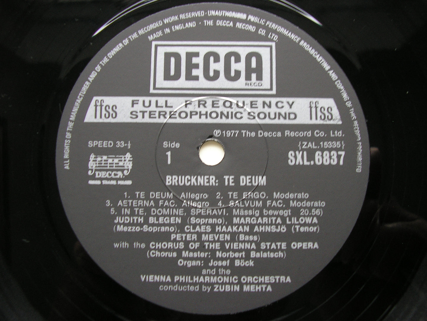 BRUCKNER: TE DEUM / MASS No. 2 in E      SOLOISTS / VIENNA PHILHARMONIC / MEHTA      SXL 6837