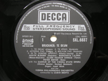 BRUCKNER: TE DEUM / MASS No. 2 in E      SOLOISTS / VIENNA PHILHARMONIC / MEHTA      SXL 6837
