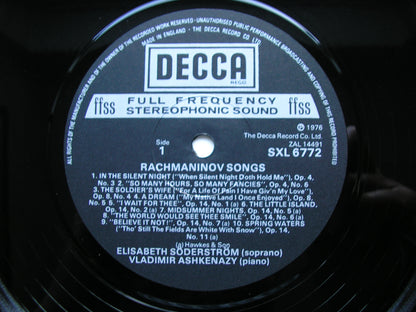 RACHMANINOV: SONGS  Volume 2      ELISABETH SODERSTROM / VLADIMIR ASHKENAZY    SXL 6772 SXL 6718