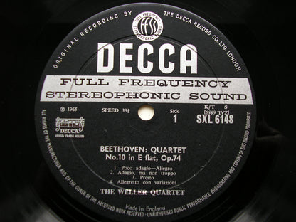 SXL 6148  BEETHOVEN: STRING QUARTETS Nos. 10 & 11      THE WELLER QUARTET    ED1