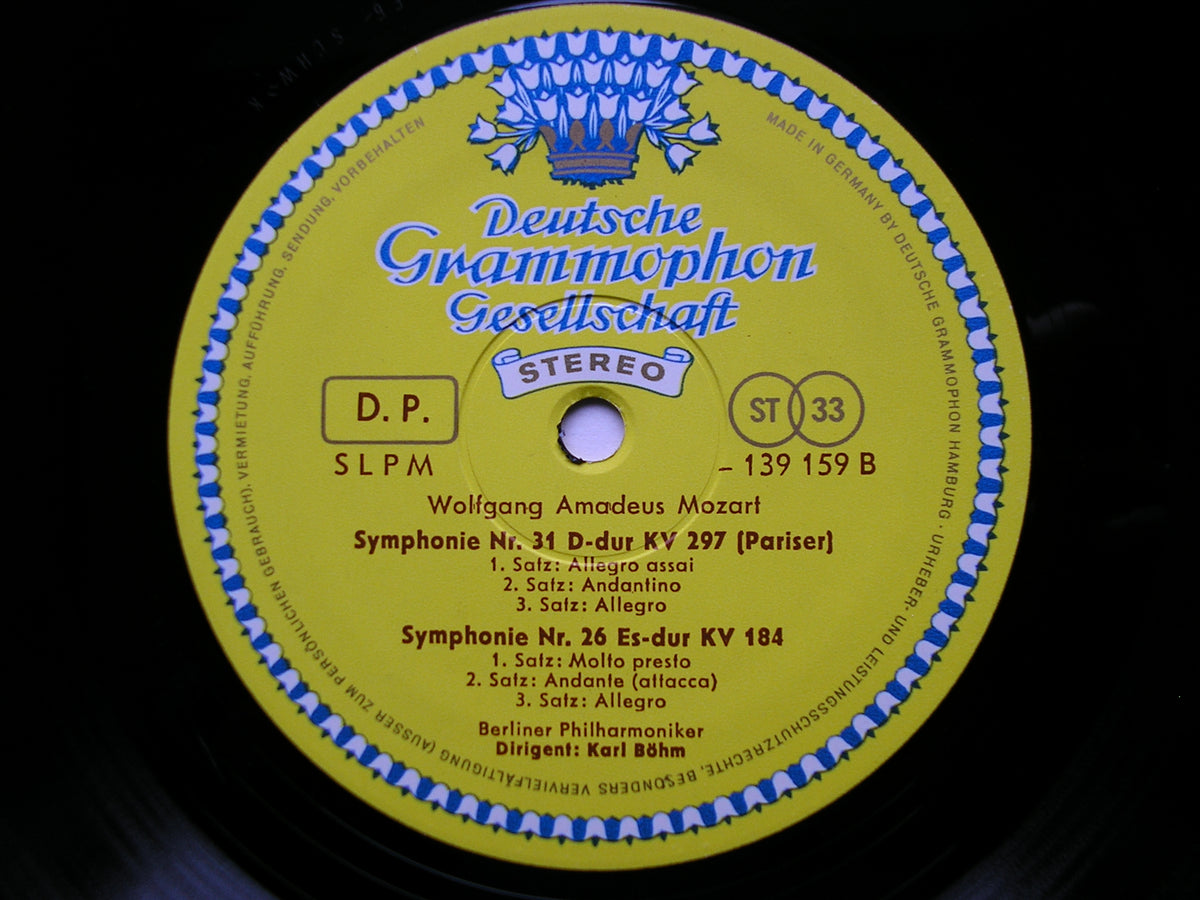 MOZART: SYMPHONIES Nos. 26 / 31 'Paris' / 34      BOHM / BERLIN PHILHARMONIC     139 159