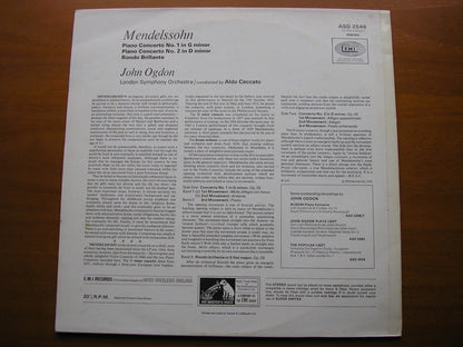 MENDELSSOHN: PIANO CONCERTOS Nos. 1 & 2      OGDON / LONDON SYMPHONY / CECCATO     ASD 2546