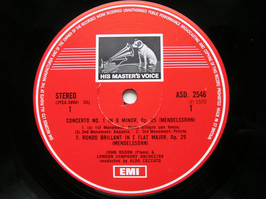 MENDELSSOHN: PIANO CONCERTOS Nos. 1 & 2      OGDON / LONDON SYMPHONY / CECCATO     ASD 2546