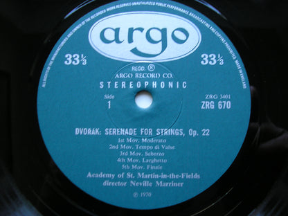 DVORAK: SERENADE FOR STRINGS / GRIEG: HOLBERG SUITE     MARRINER / ACADEMY OF ST MARTIN IN THE FIELDS     ZRG 670