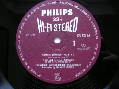 MAHLER: SYMPHONY No. 1      HAITINK / CONCERTGEBOUW ORCHESTRA     835 127 AY