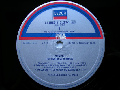 MOMPOU: PIANO MUSIC      ALICIA DE LARROCHA      410 287