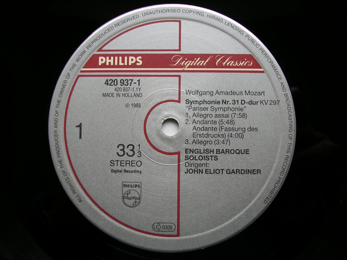 MOZART: SYMPHONIES Nos. 31 'Paris'  &  34        GARDINER / ENGLISH BAROQUE SOLOISTS      420 937