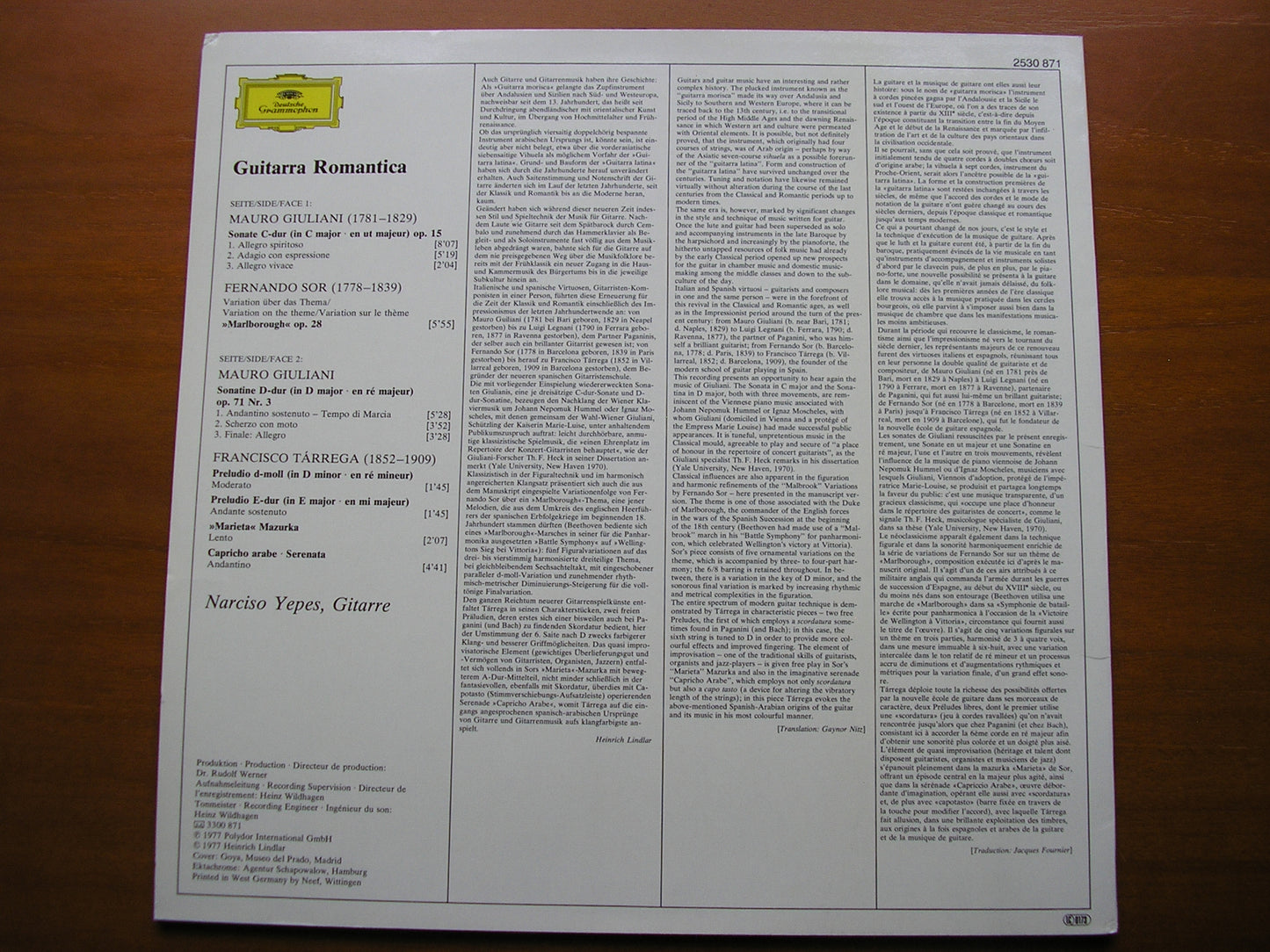 GUITARRA ROMANTICA: GIULIANI / SOR / TARREGA       NARCISO YEPES       2530 871