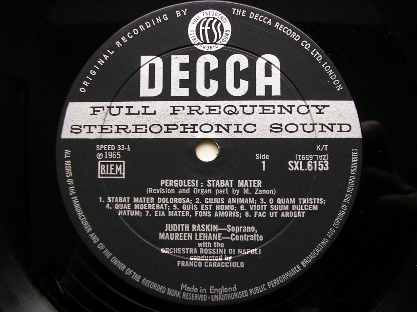 SXL 6153  PERGOLESI: STABAT MATER    RASKIN / LEHANE / ROSSINI ORCHESTRA OF NAPLES / CARACCIOLO      ED1