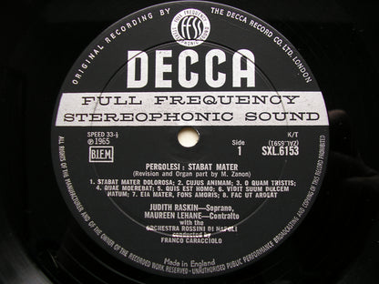 SXL 6153  PERGOLESI: STABAT MATER    RASKIN / LEHANE / ROSSINI ORCHESTRA OF NAPLES / CARACCIOLO      ED1