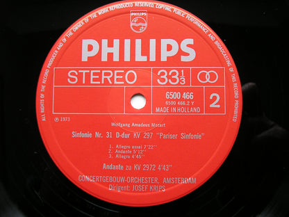 MOZART: SYMPHONIES Nos. 31 'Paris'  &  38 'Prague'     KRIPS / CONCERTGEBOUW ORCHESTRA    6500 466
