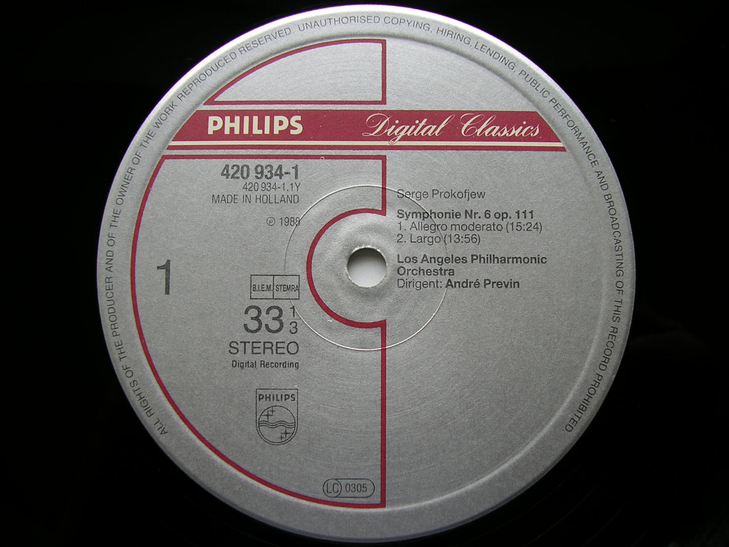 PROKOFIEV:  SYMPHONY No. 6 / SCYTHIAN SUITE     PREVIN / LOS ANGELES PHILHARMONIC    420 934