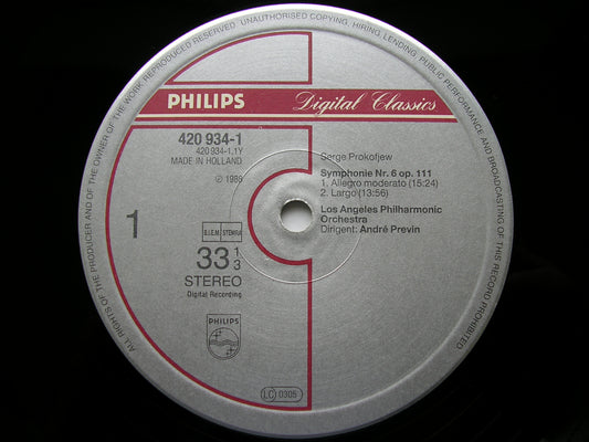 PROKOFIEV:  SYMPHONY No. 6 / SCYTHIAN SUITE     PREVIN / LOS ANGELES PHILHARMONIC    420 934