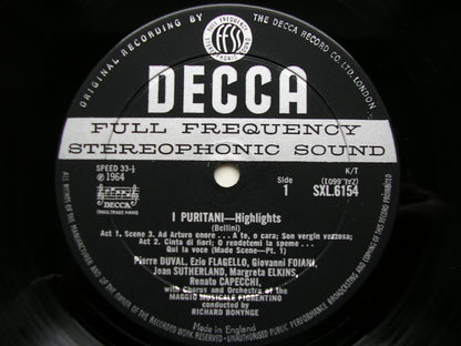 SXL 6154  BELLINI: I PURITANI    highlights    SUTHERLAND / DUVAL / CAPECCHI / MAGGIO MUSICALE / BONYNGE     ED1