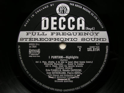 SXL 6154  BELLINI: I PURITANI    highlights    SUTHERLAND / DUVAL / CAPECCHI / MAGGIO MUSICALE / BONYNGE     ED1