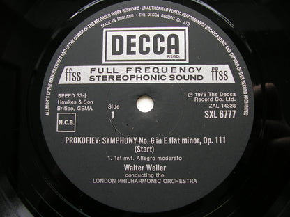 PROKOFIEV: SYMPHONY No. 6     WELLER / LONDON PHILHARMONIC    SXL 6777