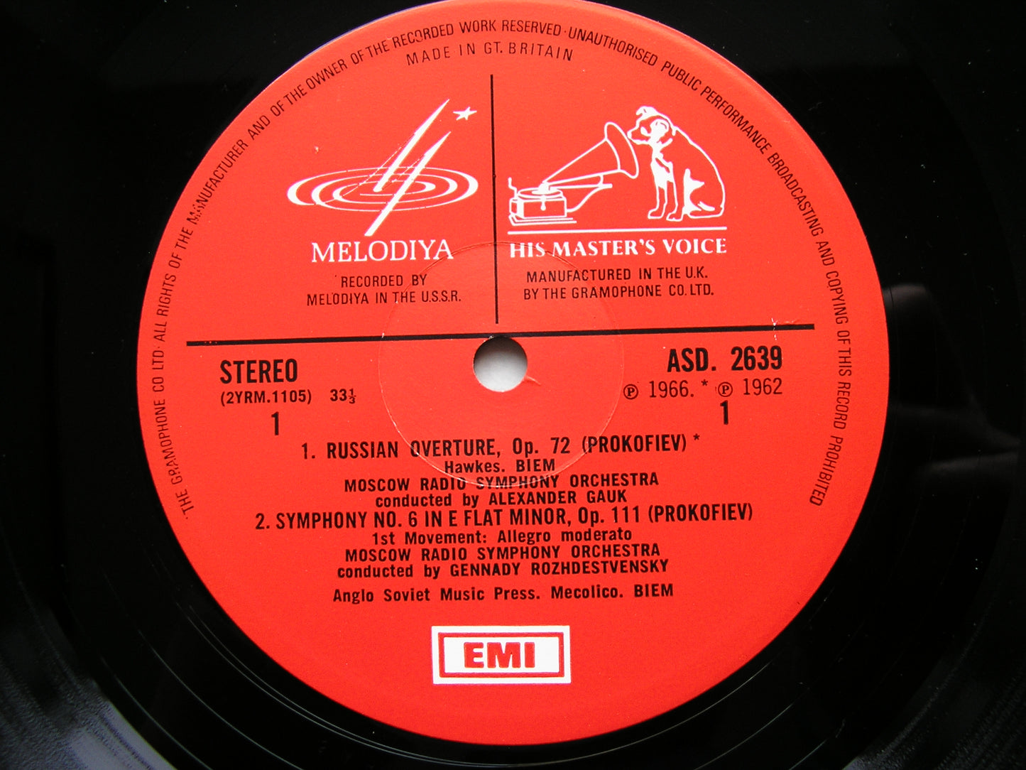 PROKOFIEV: SYMPHONY No. 6 / RUSSIAN OVERTURE      ROZHDESTVENSKY / MOSCOW RADIO SYMPHONY    ASD 2639