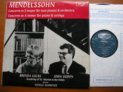 MENDELSSOHN: CONCERTO FOR TWO PIANOS / CONCERTO in A      LUCAS / OGDON / ASMIF / MARRINER      ZRG 605