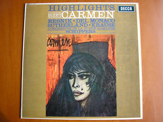 SXL 6156  BIZET: CARMEN    highlights    RESNIK / DEL MONACO / KRAUSE / SUISSE ROMANDE / SCHIPPERS     ED2