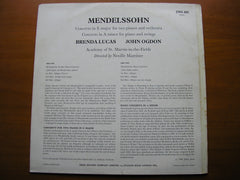 MENDELSSOHN: CONCERTO FOR TWO PIANOS / CONCERTO in A      LUCAS / OGDON / ASMIF / MARRINER      ZRG 605