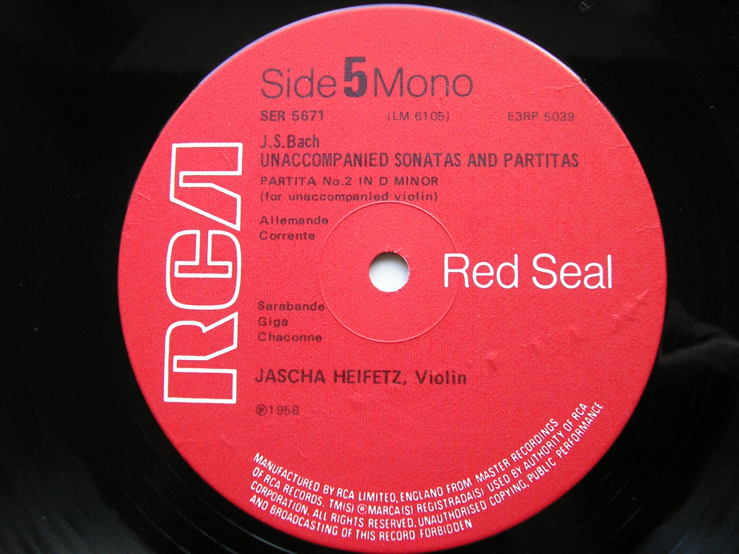 BACH: UNACCOMPANIED SONATAS & PARTITAS       JASCHA HEIFETZ       3LP       SER 5669/70