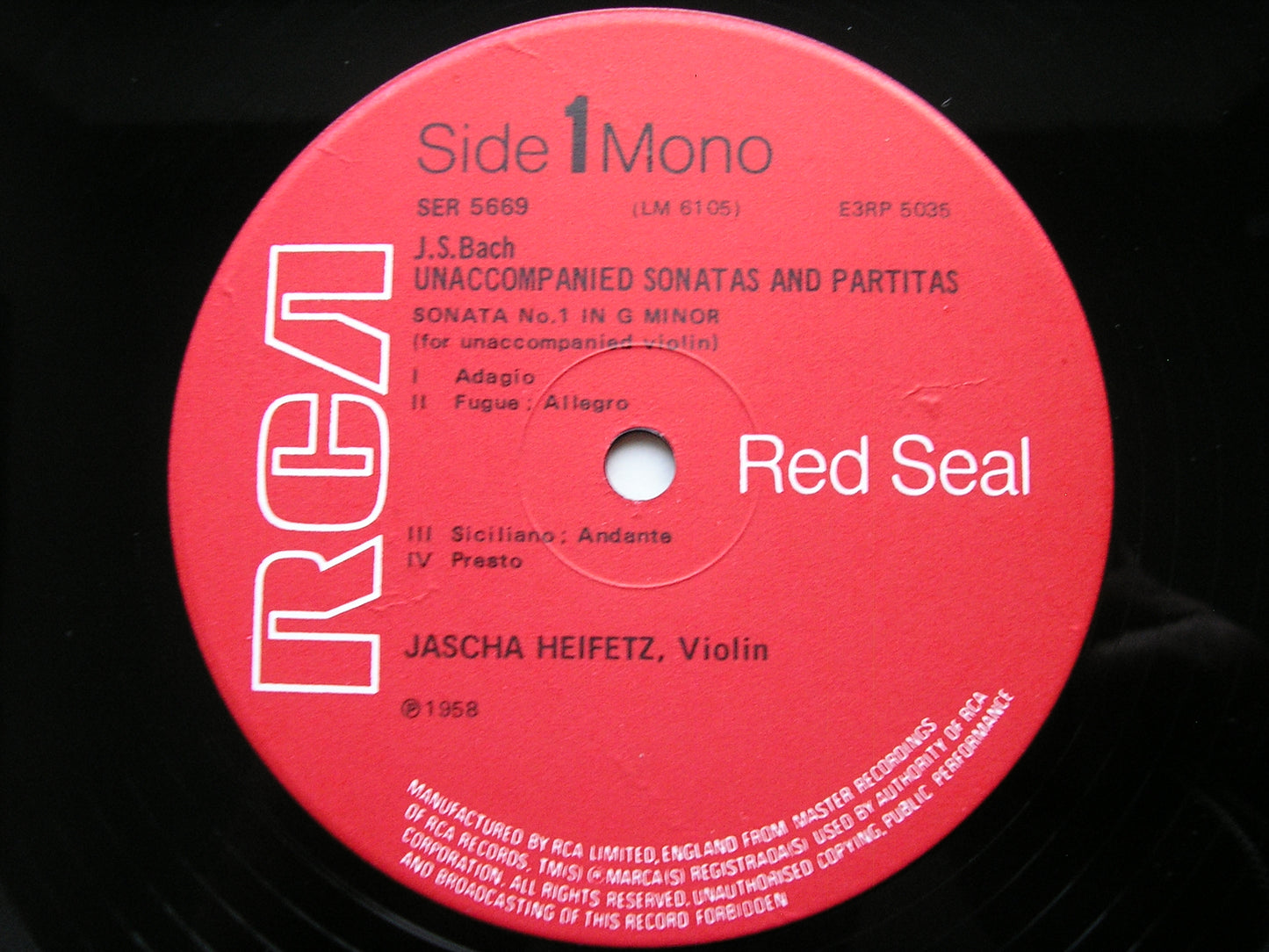 BACH: UNACCOMPANIED SONATAS & PARTITAS       JASCHA HEIFETZ       3LP       SER 5669/70