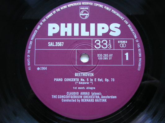 BEETHOVEN: PIANO CONCERTO No. 5 'Emperor'       ARRAU / CONCERTGEBOUW ORCHESTRA / HAITINK      SAL 3567
