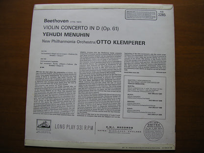 BEETHOVEN: VIOLIN CONCERTO     MENUHIN / NEW PHILHARMONIA / KLEMPERER     ASD 2285