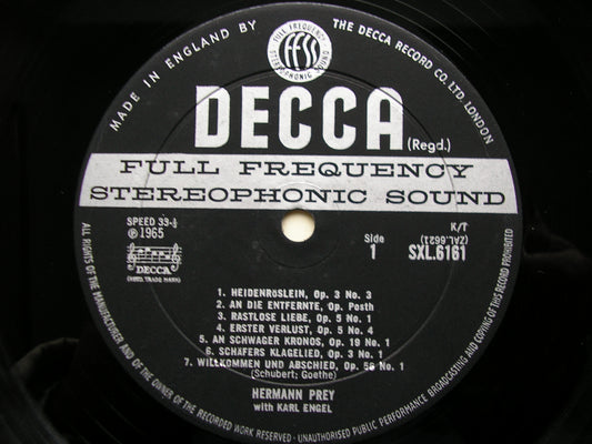 SXL 6161  GOETHE LIEDER: SCHUBERT / SCHUMANN      HERMANN PREY / KARL ENGEL      ED2