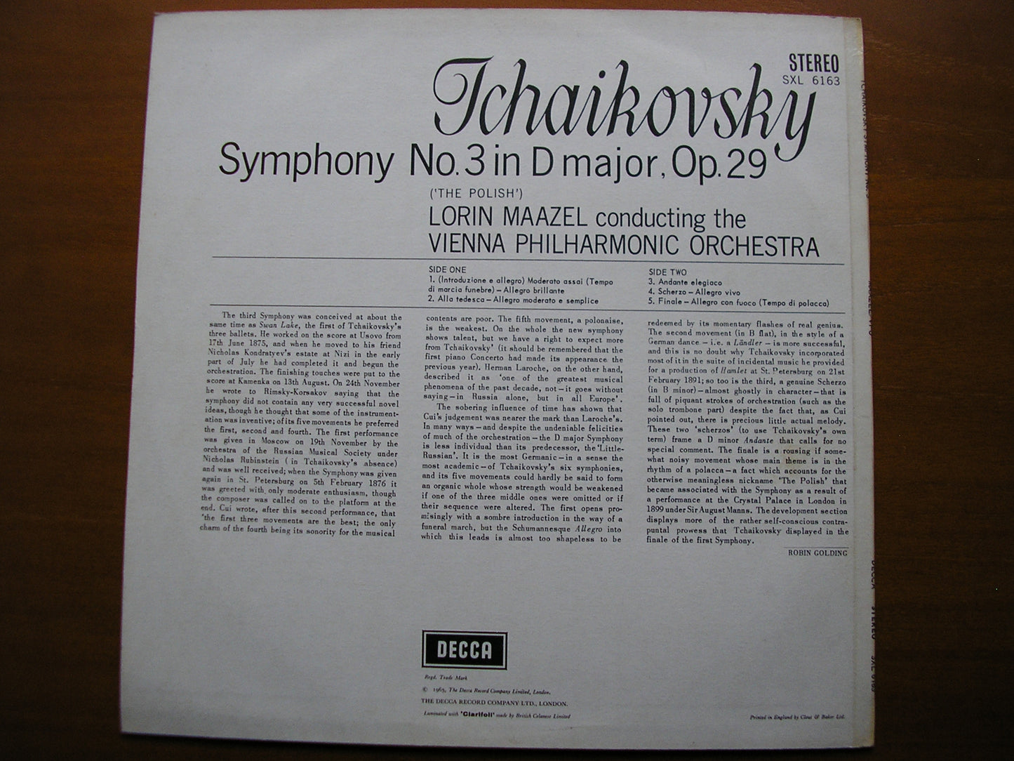 SXL 6163  TCHAIKOVSKY: SYMPHONY No. 2  'The Polish'       MAAZEL / VIENNA PHILHARMONIC     ED2