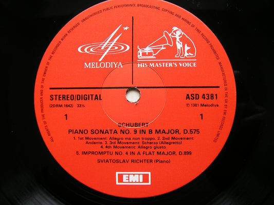 SCHUBERT: PIANO SONATAS Nos. 9 / 11 / 13 / 14 / TWO IMPROMPTUS / THREE MOMENTS MUSICAUX     SVIATOSLAV RICHTER     2LP      SLS 5289