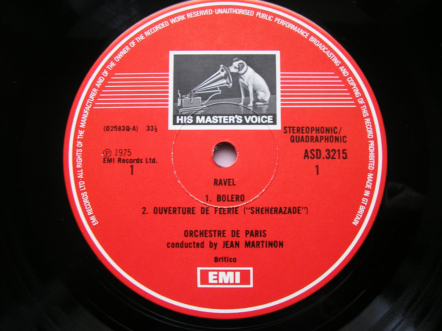 RAVEL: BOLERO / LA VALSE / RAPSODIE ESPAGNOLE      MARTINON / ORCHESTRE DE PARIS     ASD 3215