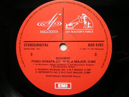 SCHUBERT: PIANO SONATAS Nos. 9 / 11 / 13 / 14 / TWO IMPROMPTUS / THREE MOMENTS MUSICAUX     SVIATOSLAV RICHTER     2LP      SLS 5289