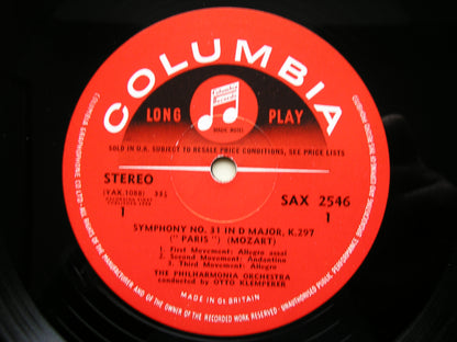 MOZART: SYMPHONIES Nos. 31 'Paris' & 34      KLEMPERER / PHILHARMONIA     SAX 2546