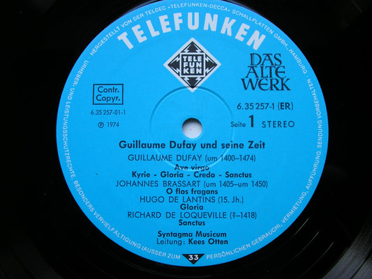 DUFAY & HIS TIMES: ANDRIEU / BINCHOIS / BRASSART / CESARIS / DUNSTABLE / GRENON / MORTON / SOLAGE       SYNTAGMA MUSICUM / OTTEN     2LP     6.35257