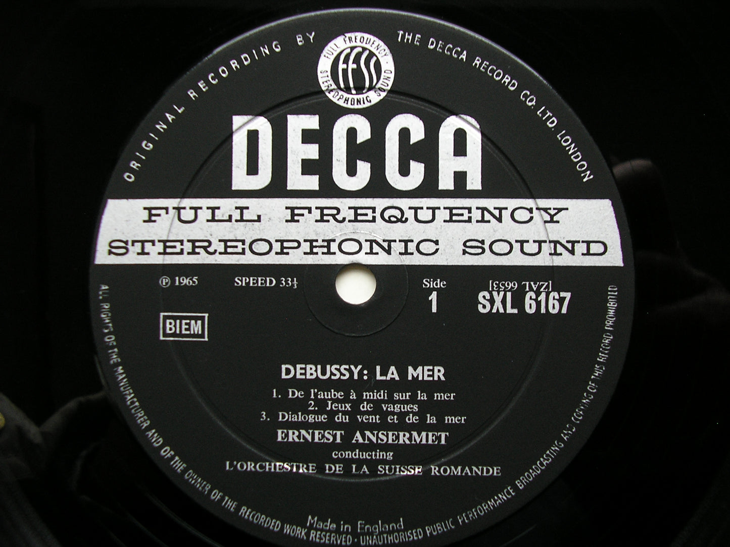 SXL 6167  DEBUSSY: LA MER / KHAMMA / RHAPSODY      ANSERMET / SUISSE ROMANDE    ED1