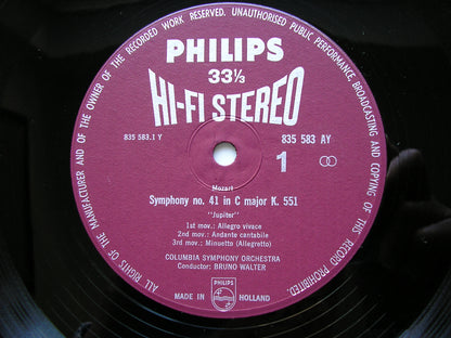 MOZART: SYMPHONIES Nos.  35 'Haffner'  &  41 'Jupiter'        WALTER / COLUMBIA SYMPHONY    835 583 AY