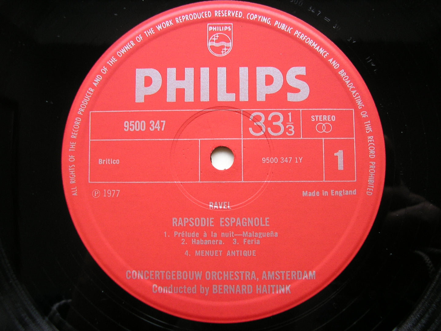 RAVEL: RAPSODIE ESPAGNOLE / VALSES NOBLES ET SENTIMENTALES / MENUET ANTIQUE     HAITINK / CONCERTGEBOUW     9500 347