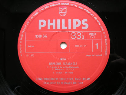 RAVEL: RAPSODIE ESPAGNOLE / VALSES NOBLES ET SENTIMENTALES / MENUET ANTIQUE     HAITINK / CONCERTGEBOUW     9500 347