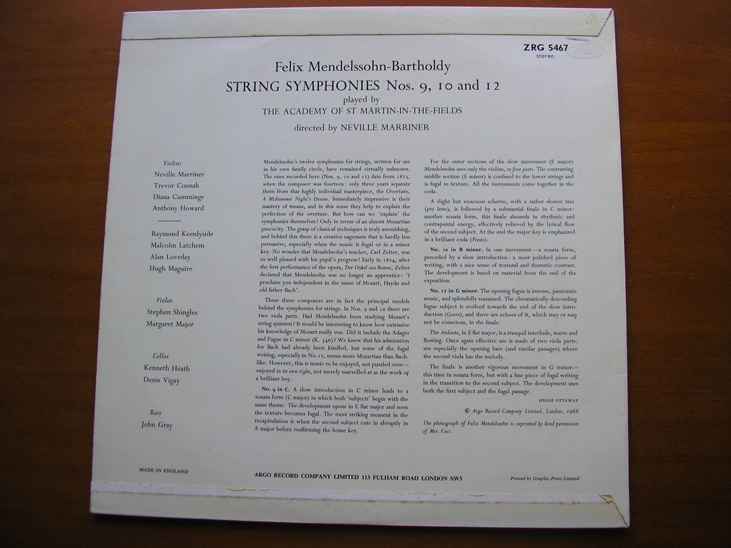 MENDELSSOHN: STRING SYMPHONIES Nos. 9 / 10 / 12      MARRINER / ASMIF     ZRG 5467