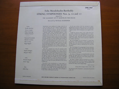 MENDELSSOHN: STRING SYMPHONIES Nos. 9 / 10 / 12      MARRINER / ASMIF     ZRG 5467