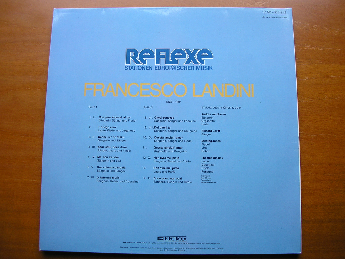 LANDINI: SONGS / INSTRUMENTAL PIECES      STUDIO OF EARLY MUSIC / BINKLEY     063-30113