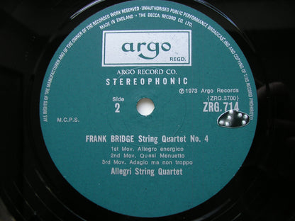 BRIDGE: STRING QUARTETS Nos. 3 & 4        ALLEGRI STRING QUARTET      ZRG 714