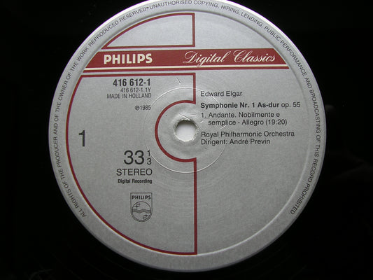 ELGAR: SYMPHONY No. 1      PREVIN / ROYAL PHILHARMONIC ORCHESTRA     416 612